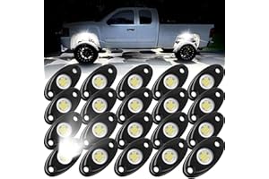 20 Pods White Rock Lights, Heefrole IP68 Waterproof Shakeproof Wide Angle Anti-Corrosion Pure White LED Rock Lights for Trucks Jeep UTV ATV SUV Boat Underglow Lighting Kit