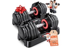 XDDIAS Adjustable Dumbbell Set of 2, 25/55/80LB Dumbbell Set-Fast Adjust Weights Set, 5/10/16 in 1 Free Weights Dumbbells Set with Anti-Slip Metal Handle, Compact Size for Men/Women Home Gym Equipment