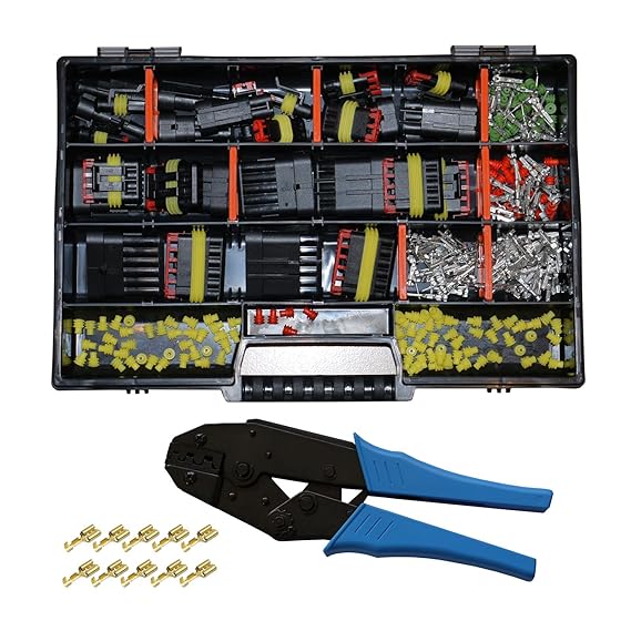 AMP Superseal Starter Set 1-polig bis 6-polig Sortiment Box Kasten mit Crimpzange Steckverbinder Elektrik KFZ