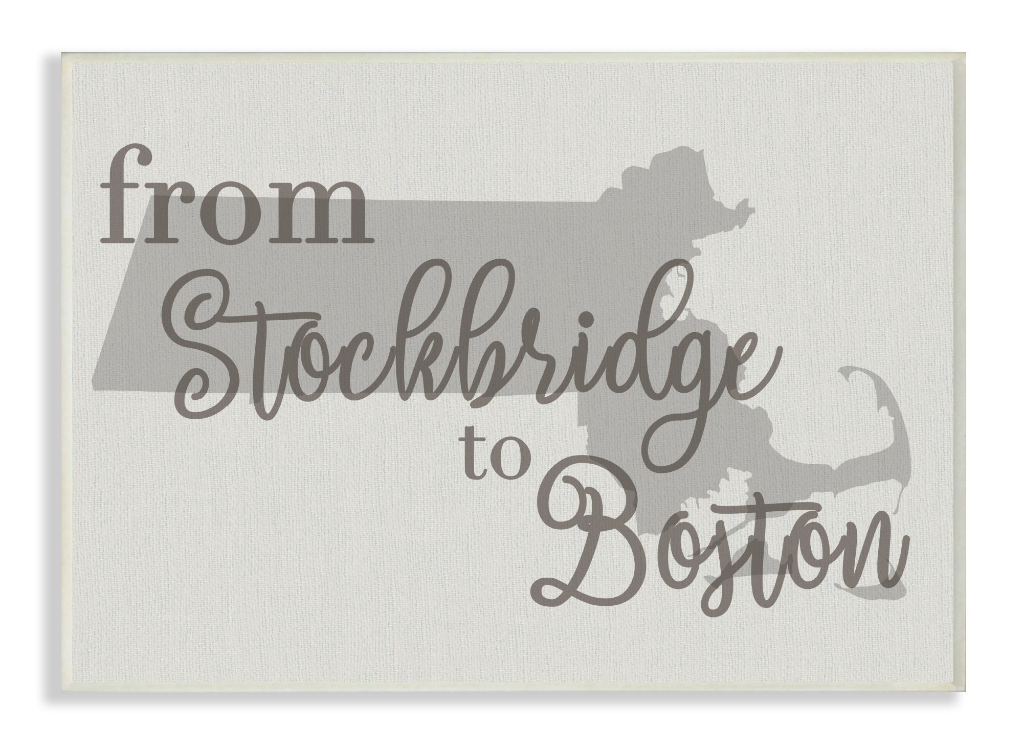 Stupell Industries From Stockbridge To Boston Typography Map Wall Plaque Art, 10 x 0.5 x 15, Proudly Made in USA