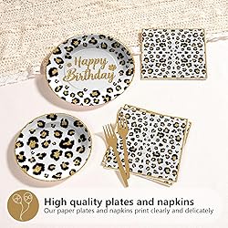 Grencian 96 Pcs Cheetah Print Birthday Decorations