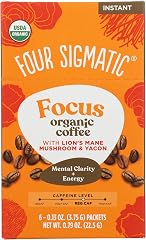 Four Sigmatic Organic Single Serve Focus Instant Coffee 6 Count, 0.65 Ounce