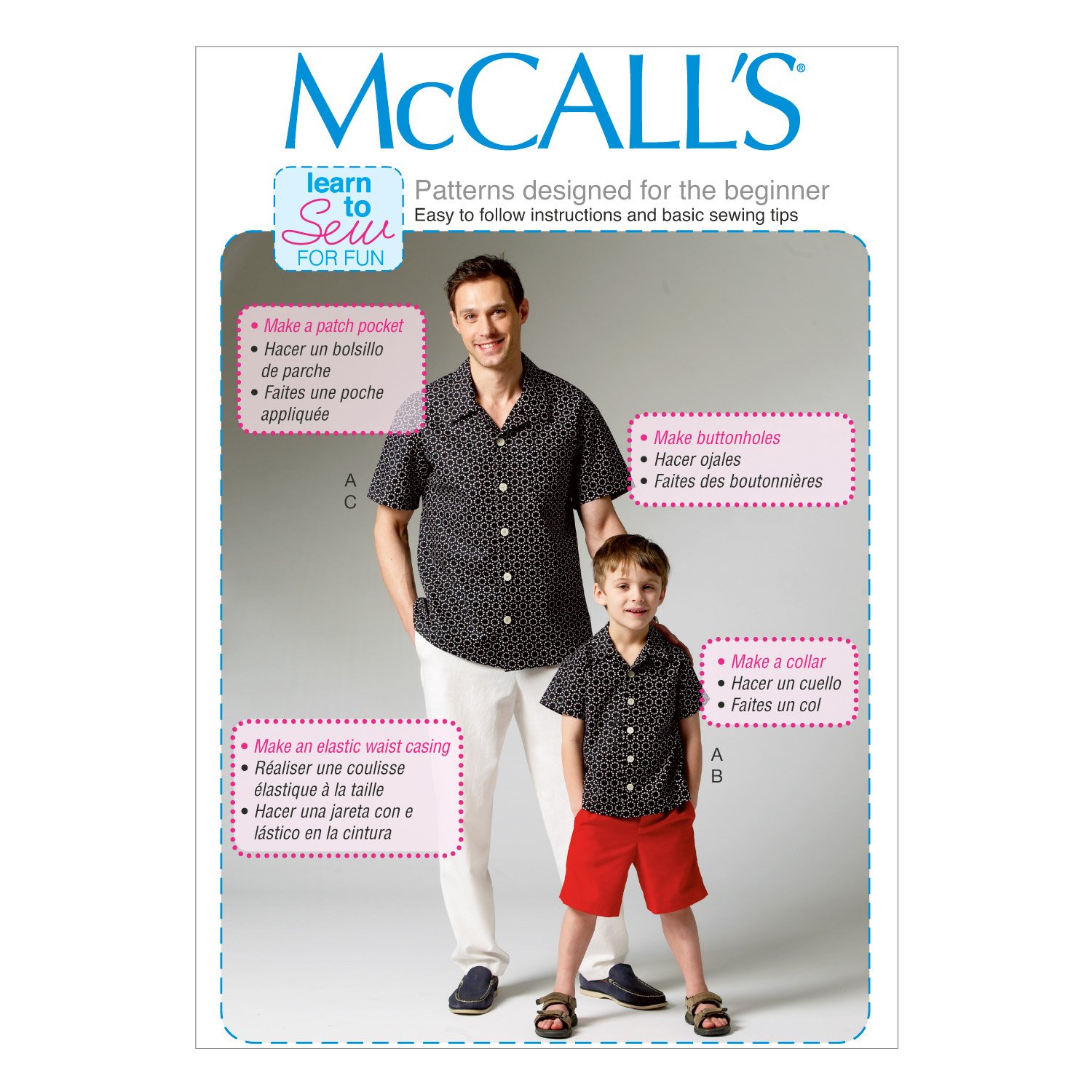 McCall's Patterns MC6972 Sizes 3-4-5-6-7-8 Mens/Boys Shirt Shorts and Pants, White, Kid (3-4 5-6 7-8)