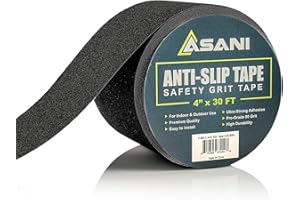 ASANI Anti-Slip Grip Tape Roll (4 Inch x 30 Foot) | Anti-Skid Tape with High Traction 80 Grit | Weatherproof Tread for Indoors & Outdoors | Non-Slip Safety Grippy Pad for Stairs, Steps, Deck, Ladder & More