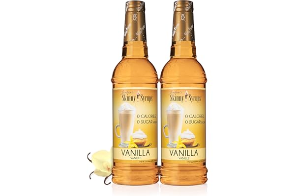 Jordan's Skinny Syrups Sugar Free Coffee Syrup, Vanilla Flavor Drink Mix, Zero Calorie Flavoring for Chai Latte, Protein Shake, Food and More, Gluten Free, Keto Friendly, 25.4 Fl Oz, 2 Pack