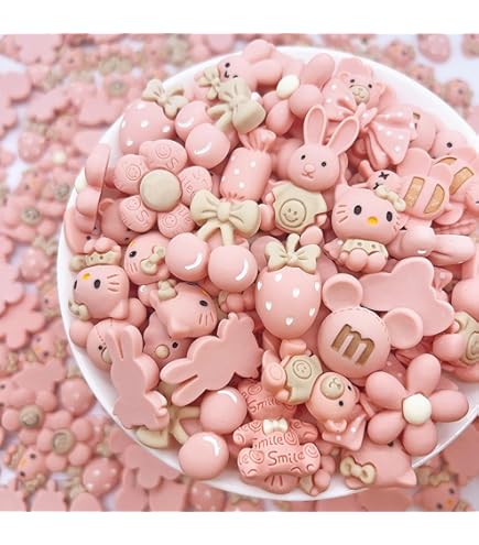 Hello Kitty Charms JINDUODUO 100 Pieces Flat Back Resin Slime
