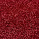 THE RUGS Shaggy Living Room Rug 120 cm Round Red 30 mm Thick 100% Polypropylene view 4