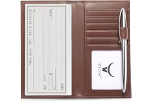 HISCOW Soft Leather Checkbook Cover & Card Holder with Divider - Italian Calfskin (Brown)