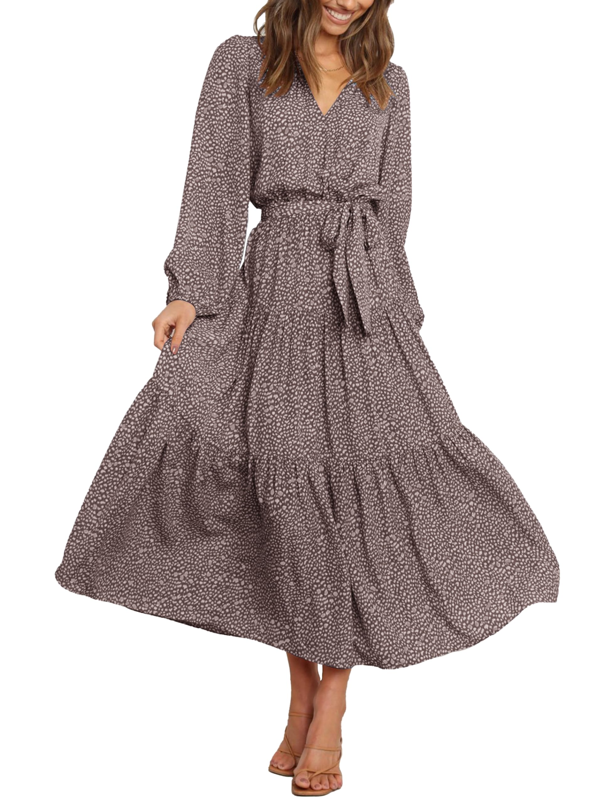 Long Sleeve Floral Maxi Dress with Flowy Boho Silhouette main image 1