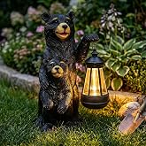 ZYLiWoo Solar Black Bear Decor, Garde Statue Bear Gift for Women and Moms | Outdoor LED bear figurine, garden decoration, a unique gift for women and moms