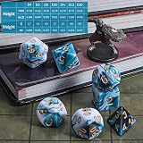 QMay DND Dice Polyhedral 7 Pieces Cyan White D20 D12 D10 D8 D6 D4 Set view 3