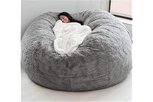 EKWQ Bean Bag,Giant Fur Bean Bag Chair Cover for Adults Kids (Without Filling)Comfy Fluffy Giant Round Beanbag Lazy Sofa Cover for Reading Chair Floor Chair Lazy Sofa Bed Cover Soft Fluffy Faux BeanBag
