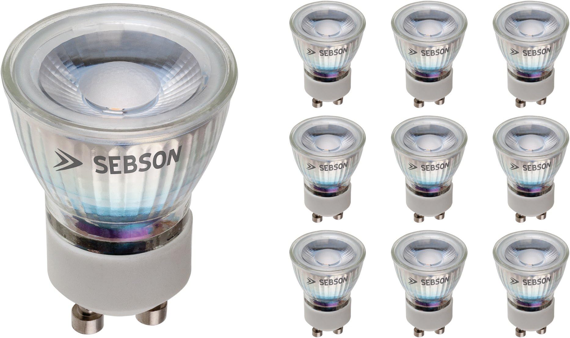 SEBSON GU10 LED Bulbs Warm White 3000K 3W ø35mm - 10 Pack - Spot Lights Ceiling - Equivalent 25W Halogen Bulbs, 250lm, 46º Beam Angle - 230V Bulb, not dimmable