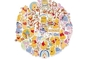 JJLIN 50Pcs Winnie The Pooh Stickers Gifts for Kids Girl Laptop, Cute Waterproof Vinyl Cartoon Movie Decal for Teen Water Bottle Bike Guitar Phone Skateboard Luggage (Winnie)