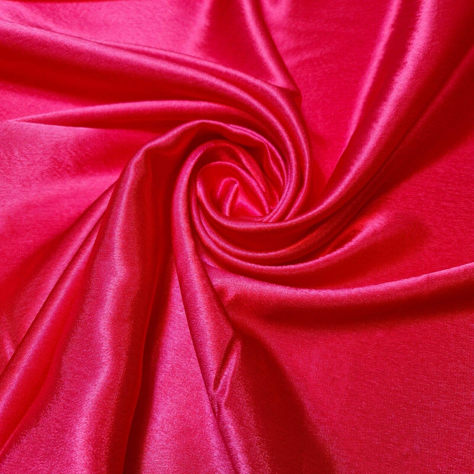 Satin Back Crepe Fabric Polyester Dress Decoration Drape Material 58" (Magenta, 2 Meter)