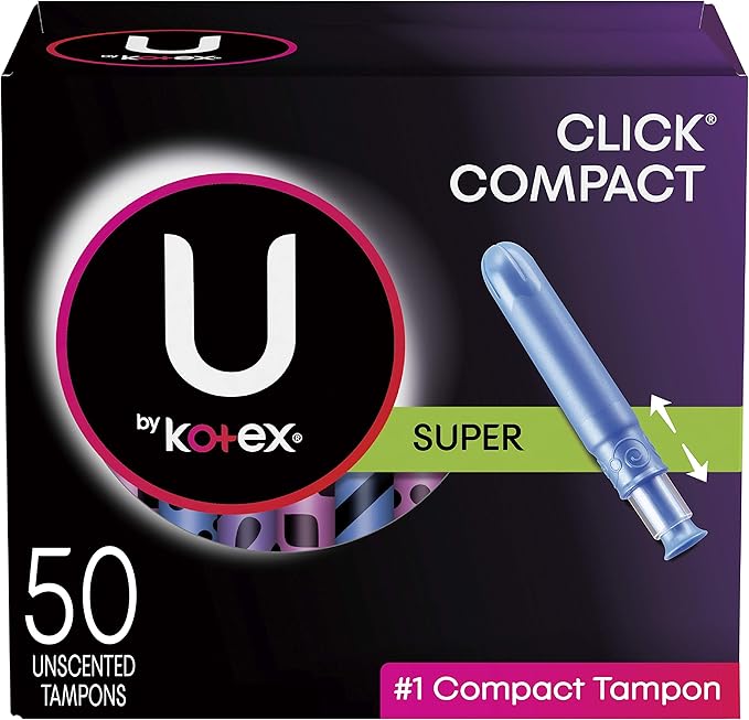 Kotex Click Compact Tampons, Super Absorbency, Unscented
