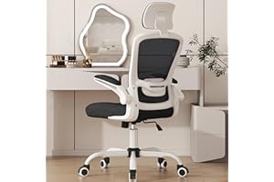 Mimoglad Office Chair, High Back Ergonomic Desk Chair with Adjustable Lumbar Support and Headrest, Swivel Task Chair with flip-up Armrests for Guitar Playing, 5 Years Warranty (Modern, Black)