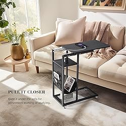 Colima C Shaped End Table with Charging Station