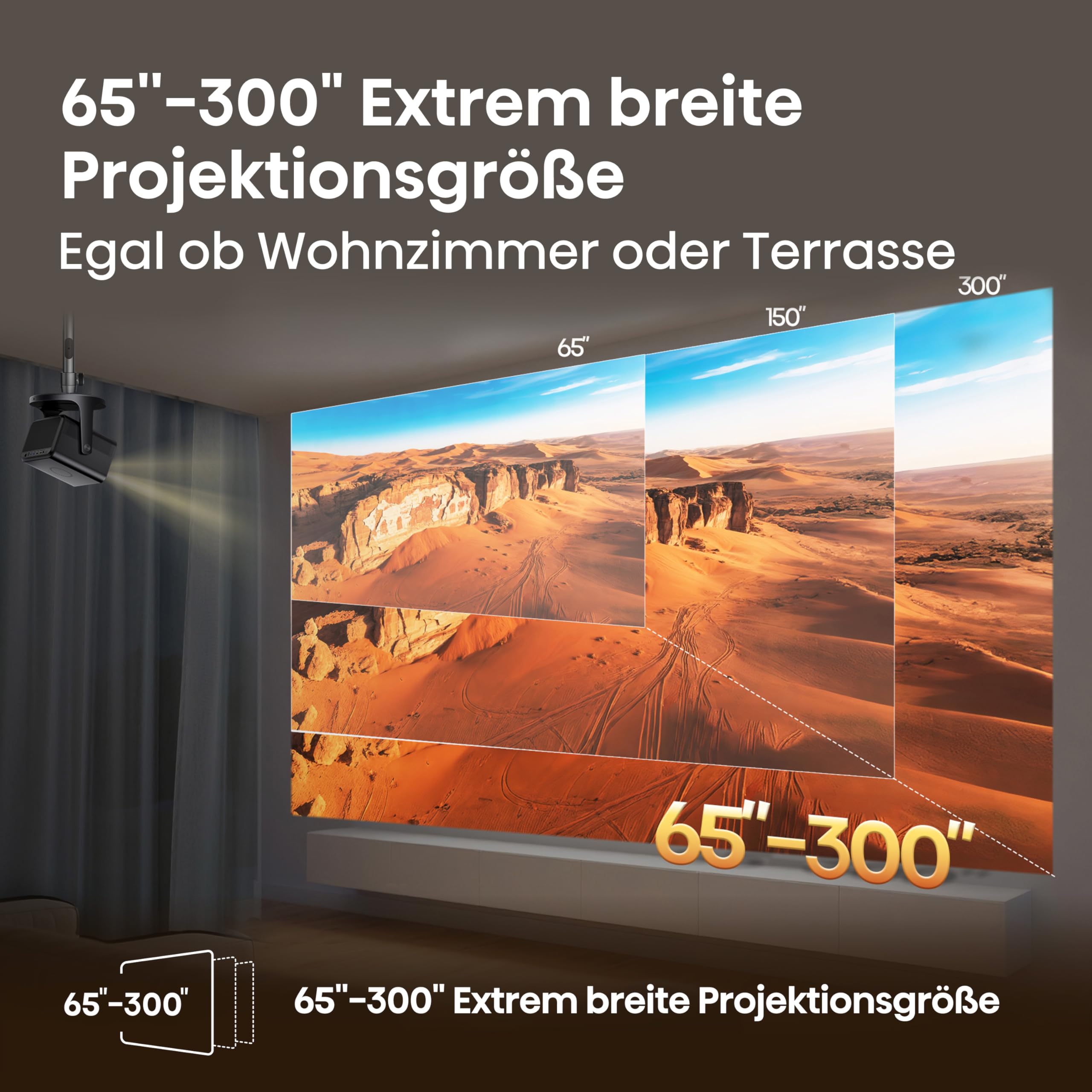 Hisense Laser Mini Projector C3, 65"-300" Projektionsgröße, 4K,IMAX Enhanced,Optischer Zoom1.0-1.3:1,Purer Dreifarbenlaser,2500 Lumen Helligkeit,Dolby Vision,Sound by JBL,3D,240Hz,Gimbal Design 5