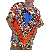 RaanPahMuang Brand Unisex Bright African Classic Dashiki Cotton Men Women Shirt
