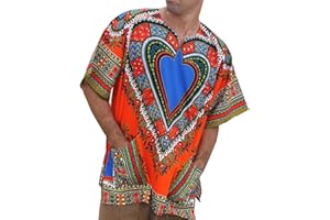 RaanPahMuang Brand Unisex Bright African Classic Dashiki Cotton Men Women Shirt