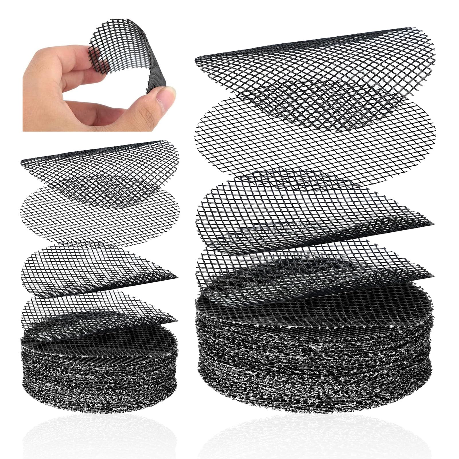 XKSIDA 200 Pack Plant Pot Drainage Mesh - 2/4 Inch Round Soil Saver Screens, Breathable Bottom Grid for Flower Pots & Bonsai, Durable Reusable Hole Covers Prevent Soil Loss (Black)