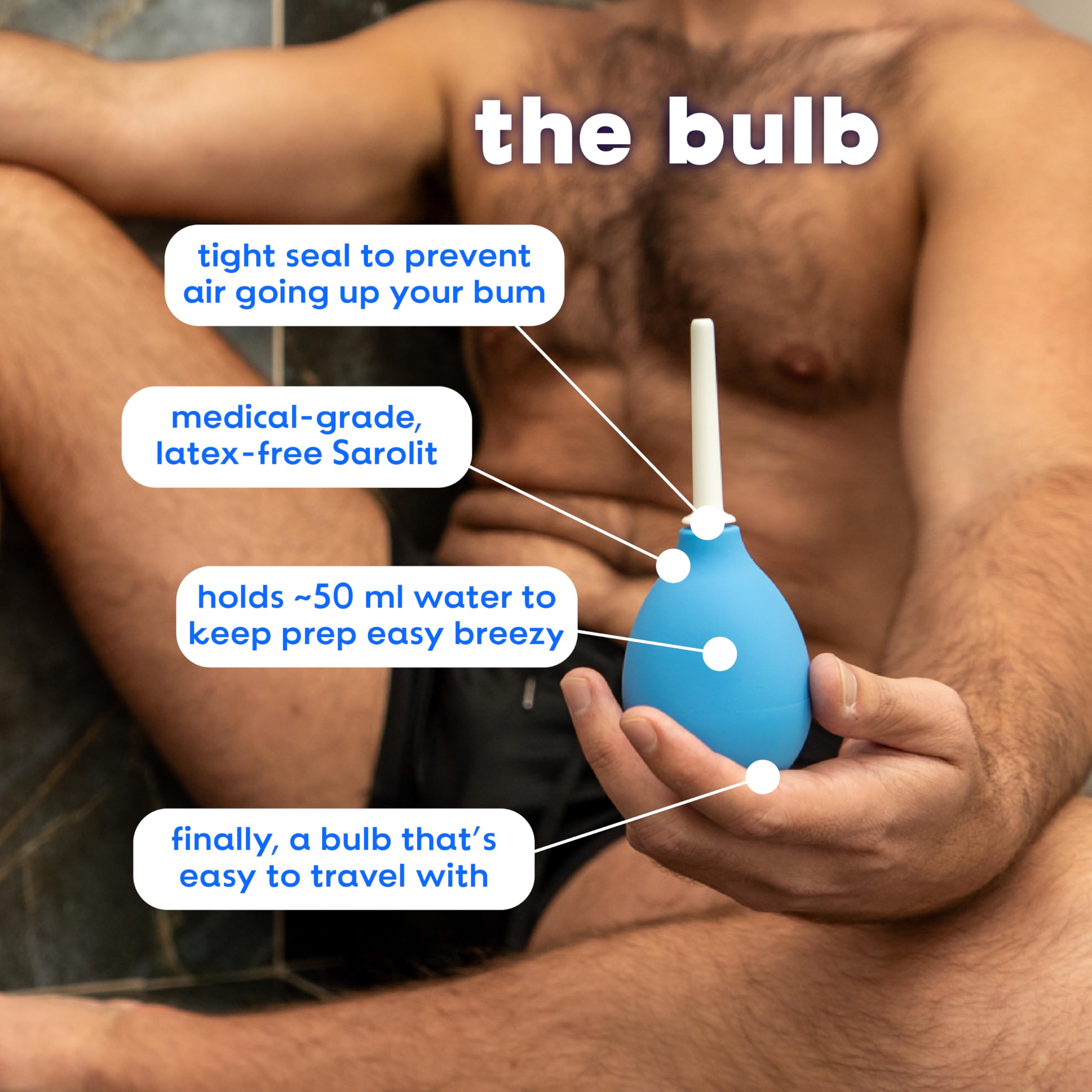 Bottom’s Digest Enema Bulb 3.0-oz Anal Douche with Easy-Clean 6-cm White Tip for Men & Women