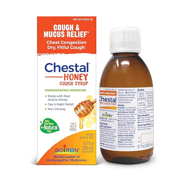 BOIRON CHESTAL HONEY ADULT COLD AND COUGH SYRUP FOR NASAL AND CHEST CONGESTION, RUNNY NOSE, AND SORE THROAT RELIEF – 6.7 FL OZ