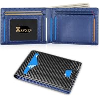 Zitahli Portafoglio Uomo Slim Con Blocco RFID: Fermasoldi In Pelle Sottile, Nero Carbonio, 12 Slot Carte - 2