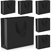 Acina Large Black Gift Bags: 12.5x4.5x11 Inch 6pcs Paper Bags With Handles Bulk For Party Shopping Birthday Wedding (L-6)