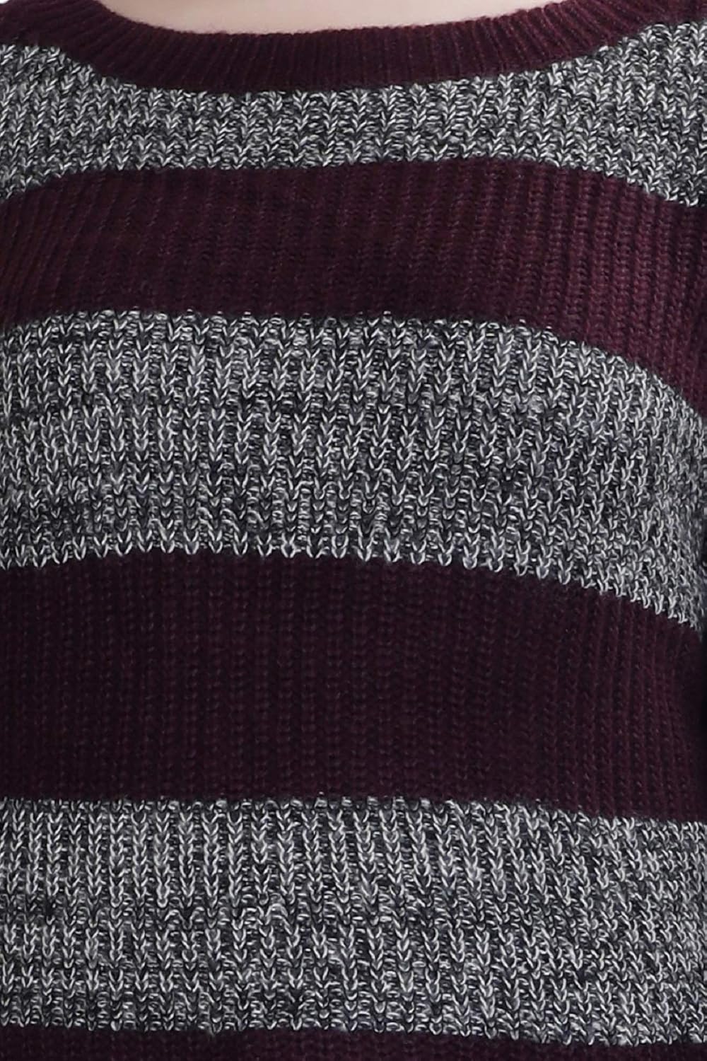 oleta- women's acrylic striped sweater/pullover with round neck purple