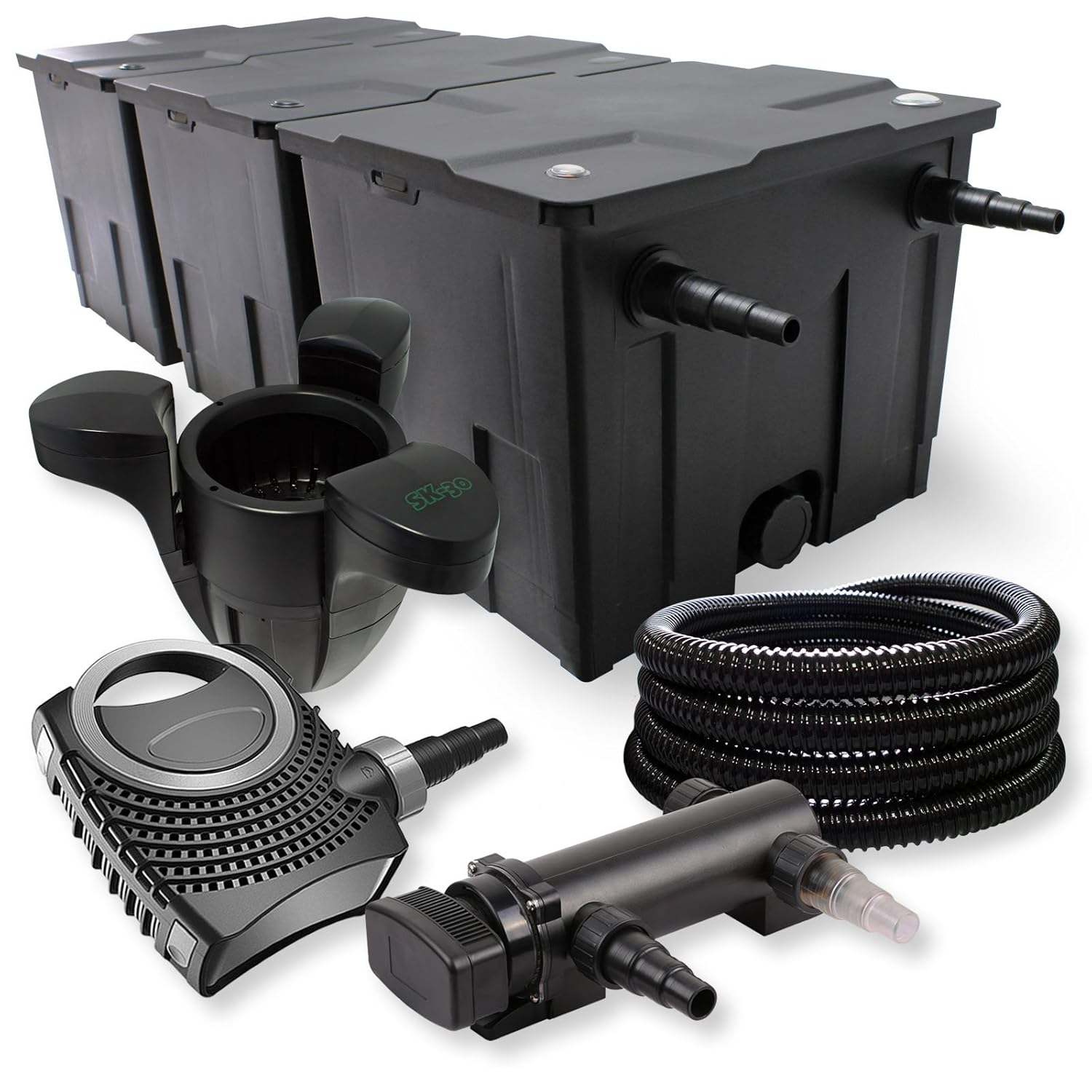 Filter Für Teich Mit Fischbesatz SunSun 3-Kammer Filter Set 90000l 18W UVC Teich Klärer NEO8000 70W