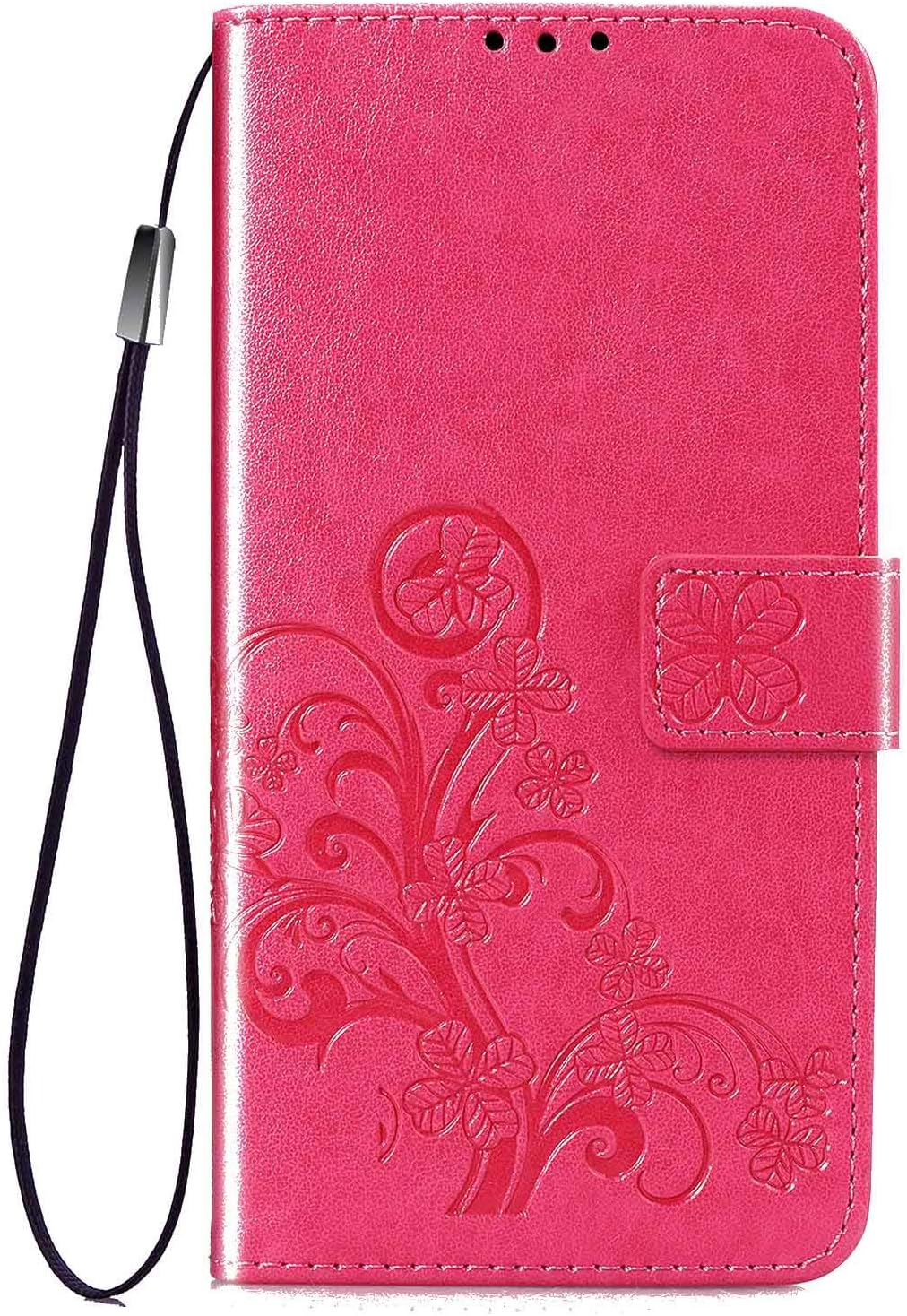 Case Compatible for iPhone 11 6.1inch,Lightweight PU Leather Wallet Case,[Hand Strap] [Stand Feature] Handmade Large Capacity Magnetic Closure Case Cover with Card Slots- Red
