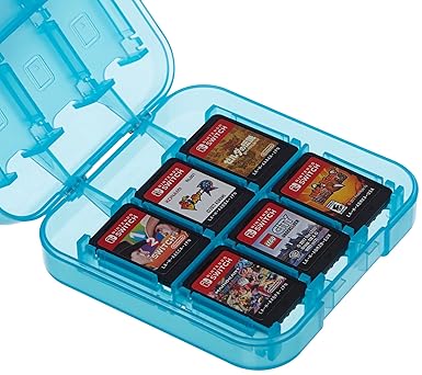 Amazon Com Amazon Basics Game Storage Case For 24 Nintendo Switch Games 3 4 X 3 4 X 1 Inches Blue Video Games
