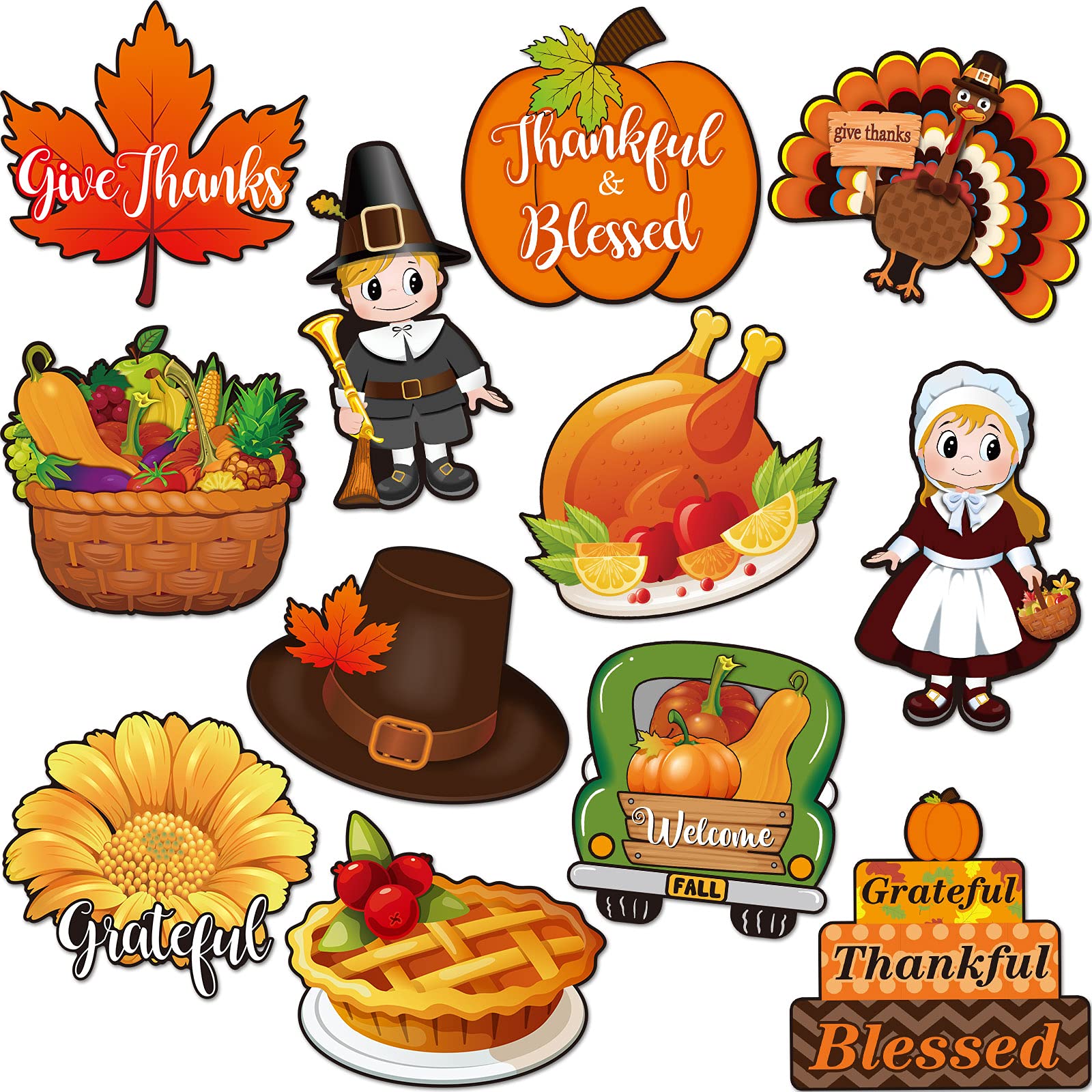 Photo 1 of 12 Pieces Thanksgiving Refrigerator Magnets Fall Magnets Autumn Holiday Magnets for Locker Fridge Home Decor (Turkey Style)