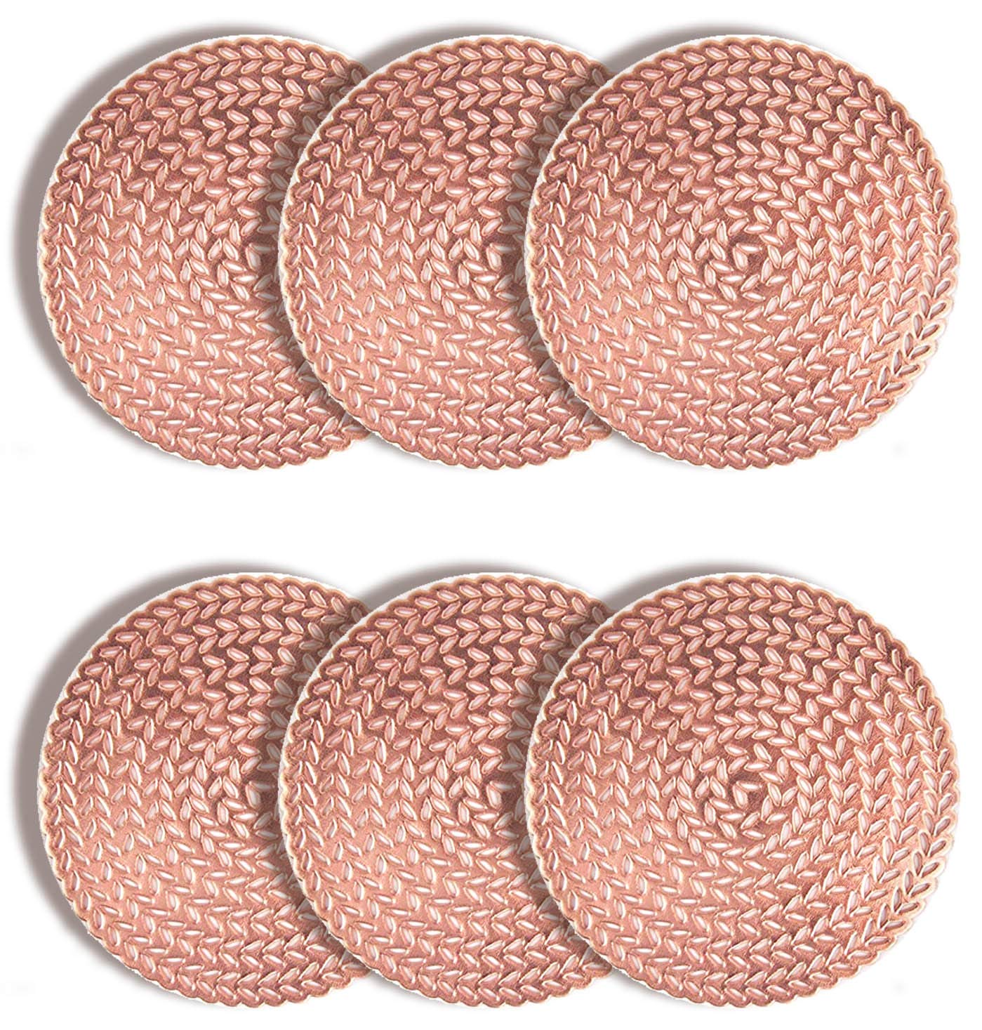 ASFINS Rose Gold Coasters, 6pcs Hollowed-Out Round Coasters Novelty Cup Coaster Non-Slip Drinks Coasters for Home and Kitchen Resistant Use, Hollowed-Out, Metallic Round (10cm x 10cm) -R002