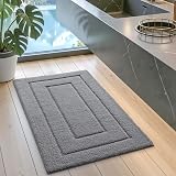 DEXI Bath Mat 60 x 110 cm Grey Microfiber Non-Slip Machine Washable Rug view 5