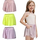 3 Pack Girls Flowy Shorts with Spandex Liner 2 in 1 Youth Junior Butterfly Skirts for Fitness Running Sports