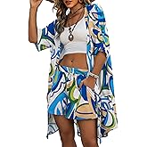REDHOTYPE Womens Vacation Outfits Hawaiian Style 2 Piece Sets Long Cover Ups Half Sleeve Shorts Set Beach Dresses(S-XL)