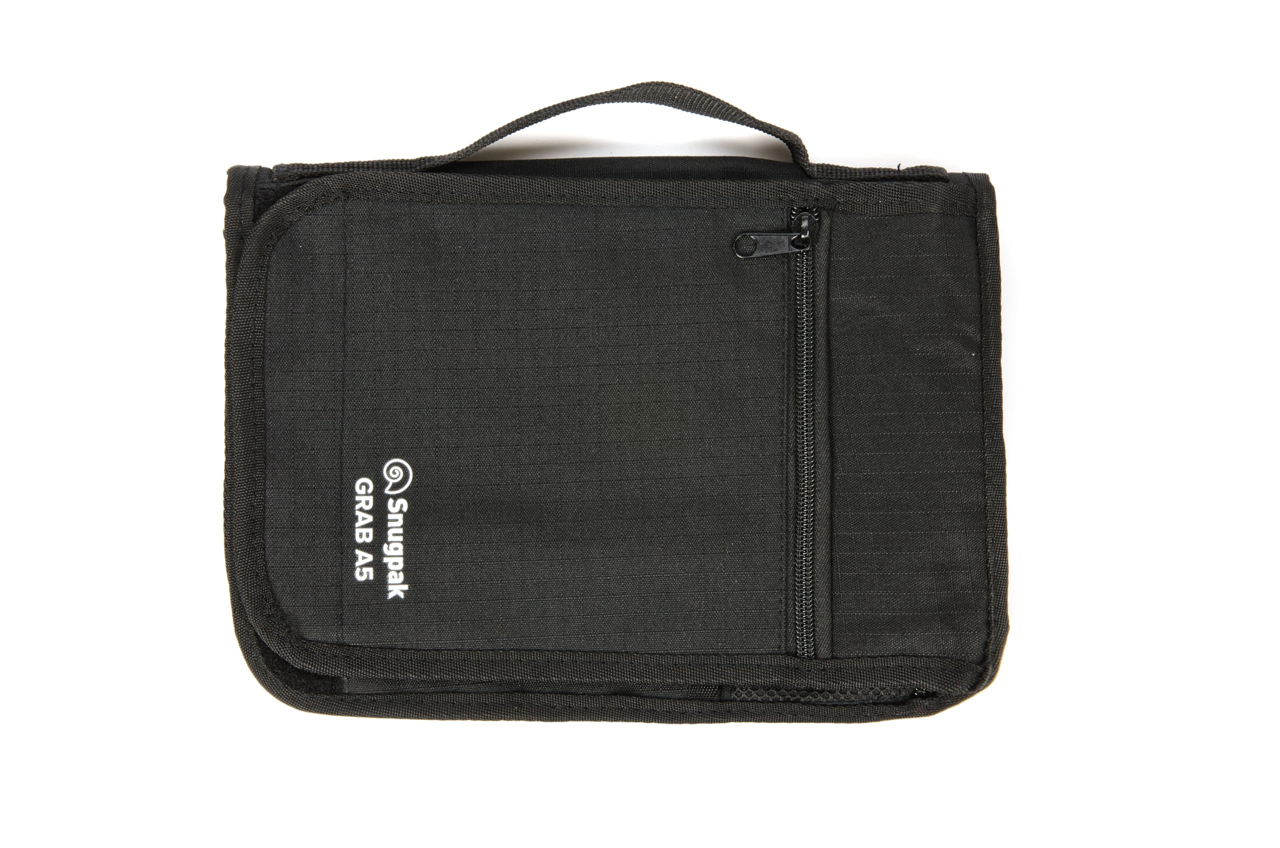 Snugpak Grab A5 WGTE - Weather-Resistant Heavy Duty Polyester Travel Document Organiser with Zippered Compartments, Stationery Pockets - Portable Document Organiser - Black