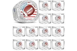 Landical 12 Set Championship Ring with Display Case and Stand Holder Championship Ring Box Acrylic Display Case and Holder Champion Trophy Rings for League Winner