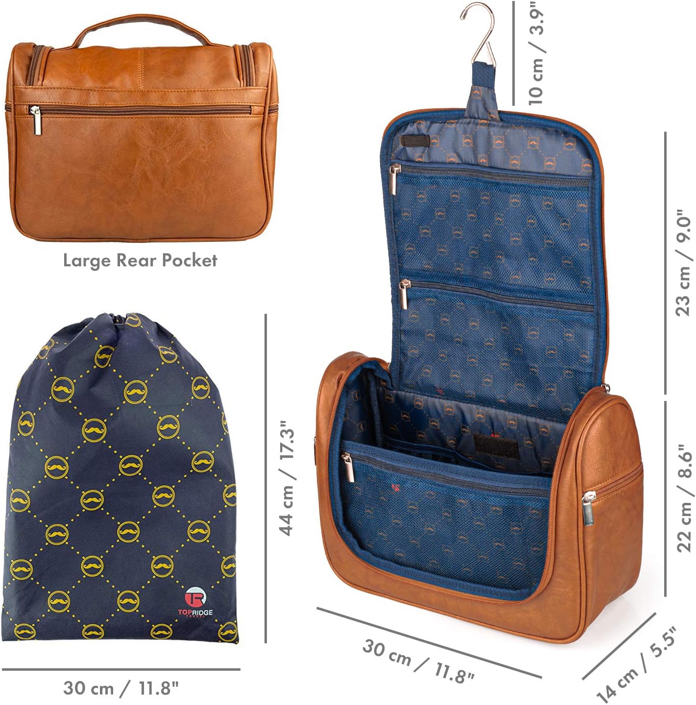 Hanging Toiletry Organiser, Brown - Image 4