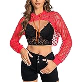 Women Mesh Crop Top Hoodie Fishnet See Through Long Sleeve Shirt Sheer Blouse for Club Party