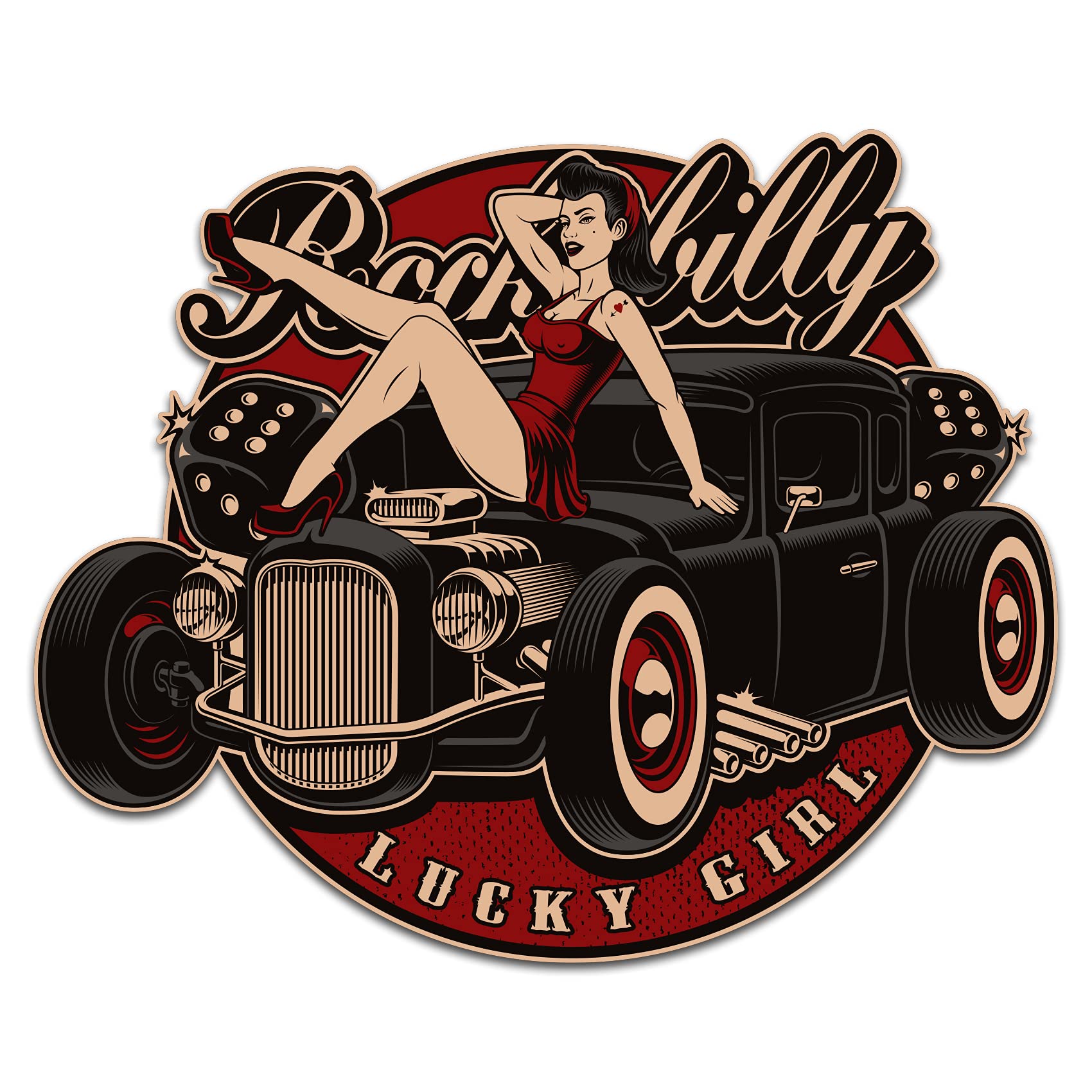 Finest Folia Retro Vintage Sticker - Old School Ace Kult Rockabilly (R149-2 Rockabilly) — image 1