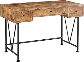 Glavan 3-Drawer Writing Desk with Antique Nutmeg and Black