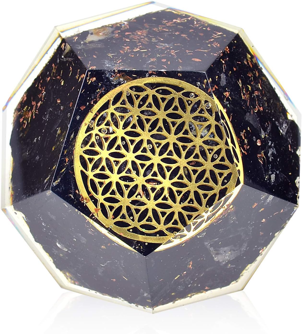 Mixed Media - Orgonite Crystal – Black Tourmaline E-Energy Protection Orgone Energy Generator- Flower of Life Orgonite Dodecahedron Healing Crystal for – Mood Swing Boost Immune System Chakra Balance