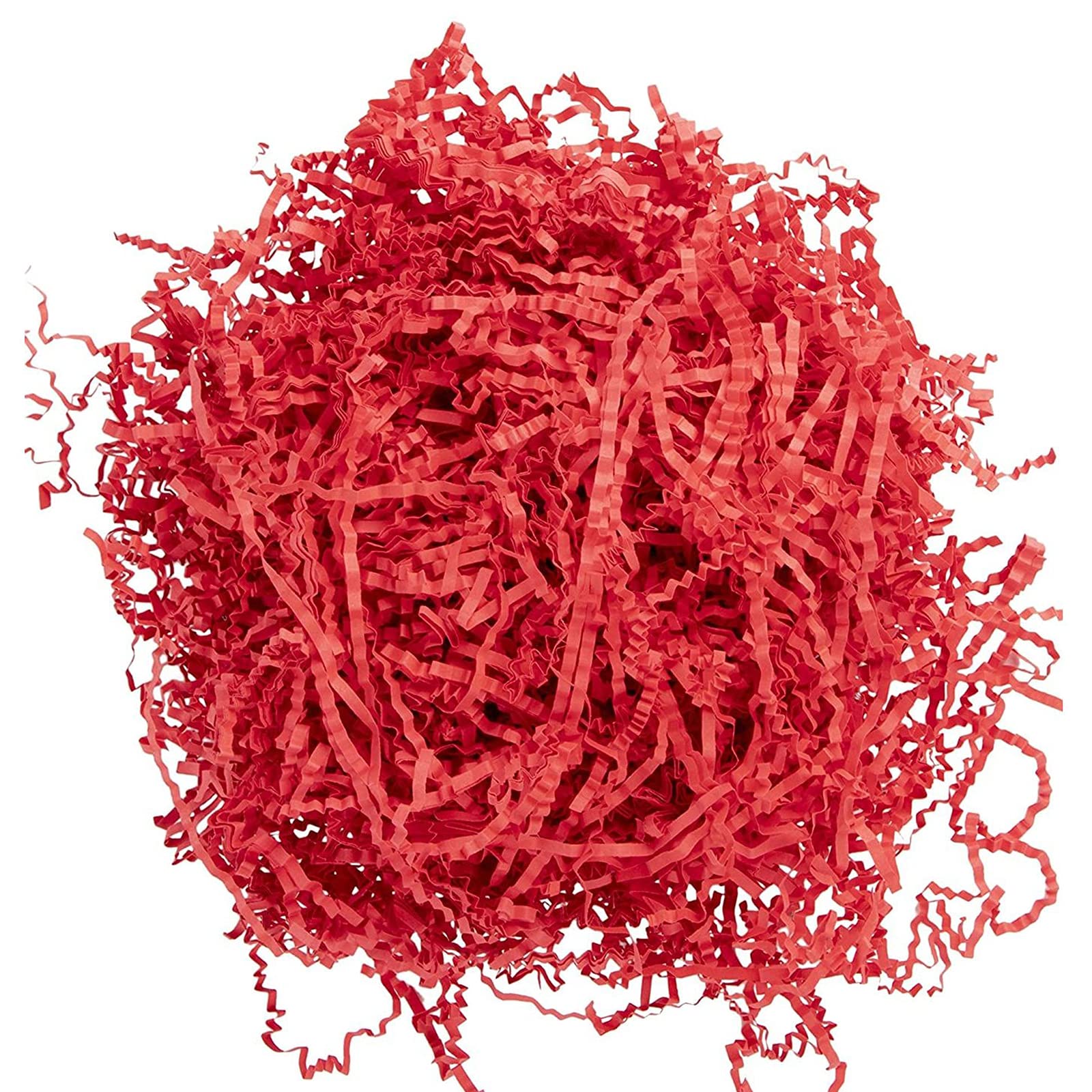 BhyTop Crinkle Cut Paper, Zig Zag Shredded Paper for Valentines Gift Decoration, Hamper Filling (Red)