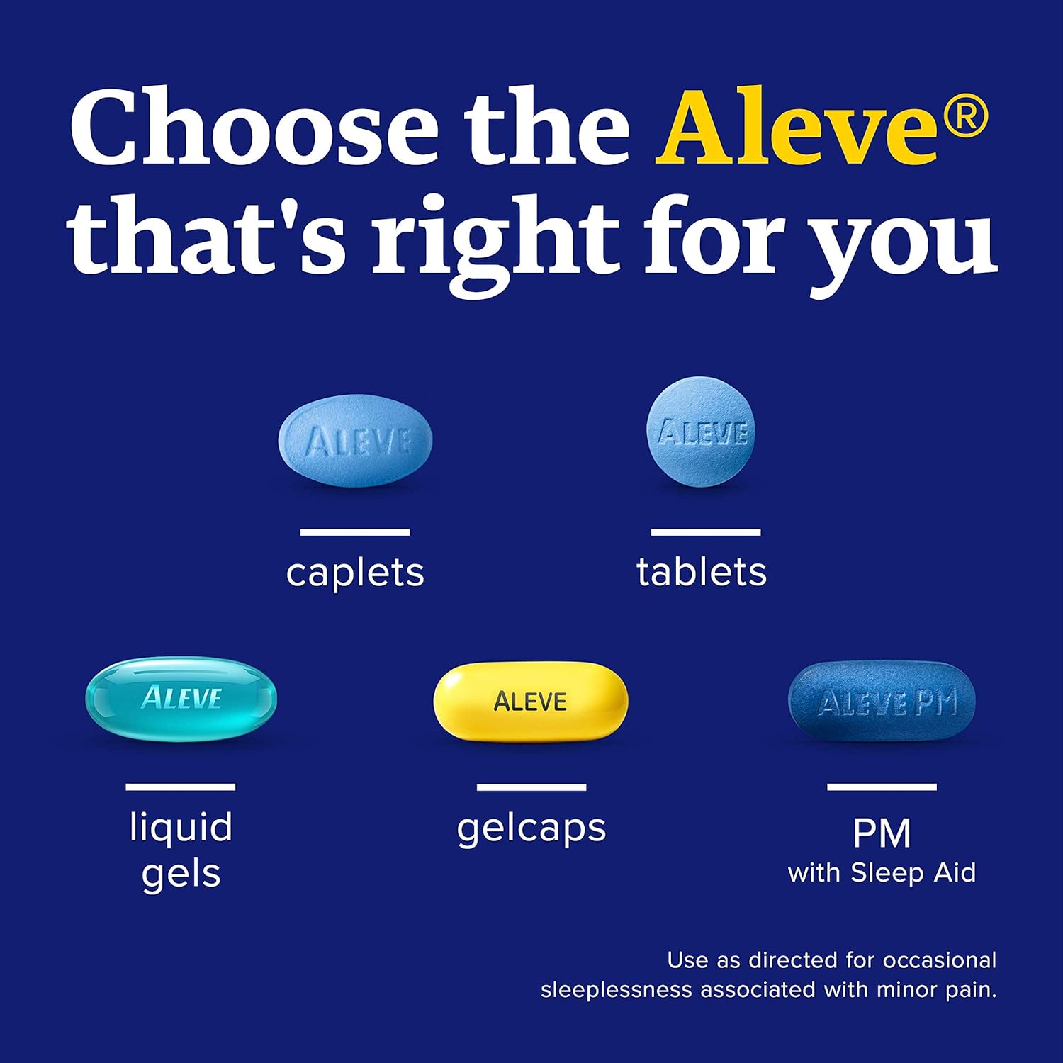Aleve PM Caplets with Naproxen Sodium, 220mg (NSAID) Pain Reliever/Fever Reducer/Sleep Aid, 80 Count: Health & Personal Care
