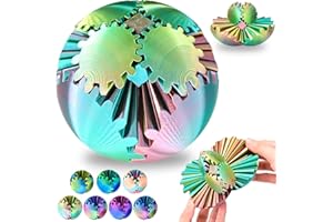 LOCYFENS Gear Ball 3D Printed Gear Sphere, Rainbow Gearsphere Relax Fidget Toys, 3D Printed Toys Made of Eco-Friendly Materials, Sky Blue, Pink and Yellow