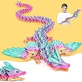 24-inch 3D Printed Dragon Large with Wings, Big Articulated Dragon Fidget Toy with Eyes, Movable Mouth, Crystal Drago n Toy, Home Decor, Desk Pet, Birthday Easter Gift for 5/6/7/8/9 year old Kids